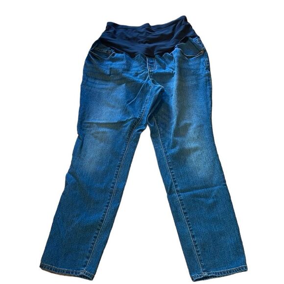 Old Navy Denim - Old Navy, maternity skinny jeans, blue denim, full panel, 16